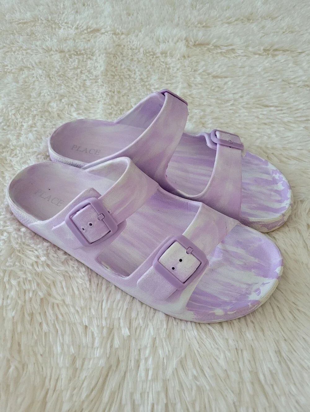 The Children's Place Purple Buckle Slides Girls Youth Size 6